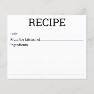 Simple Modern Bridal Shower Recipe Card