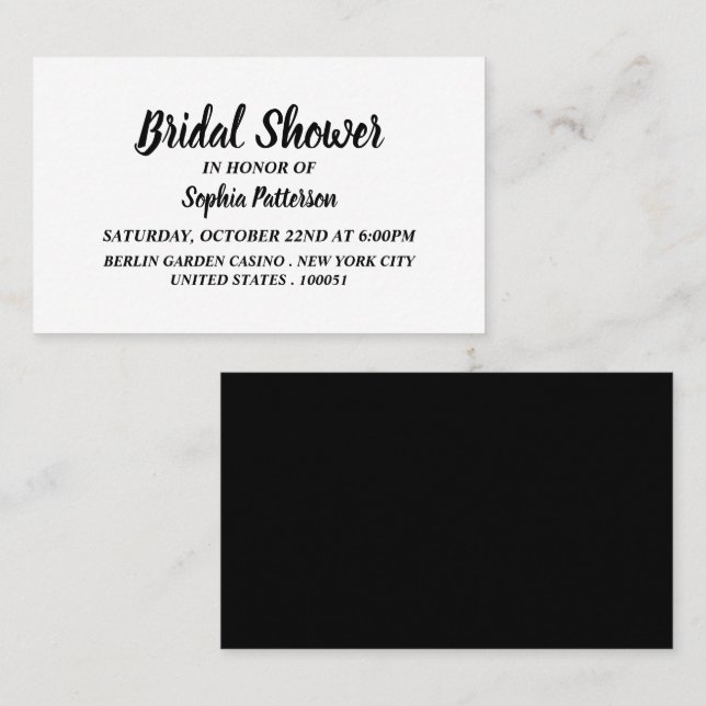 Simple & Modern, Bridal Shower Ticket Invitation (Front/Back)