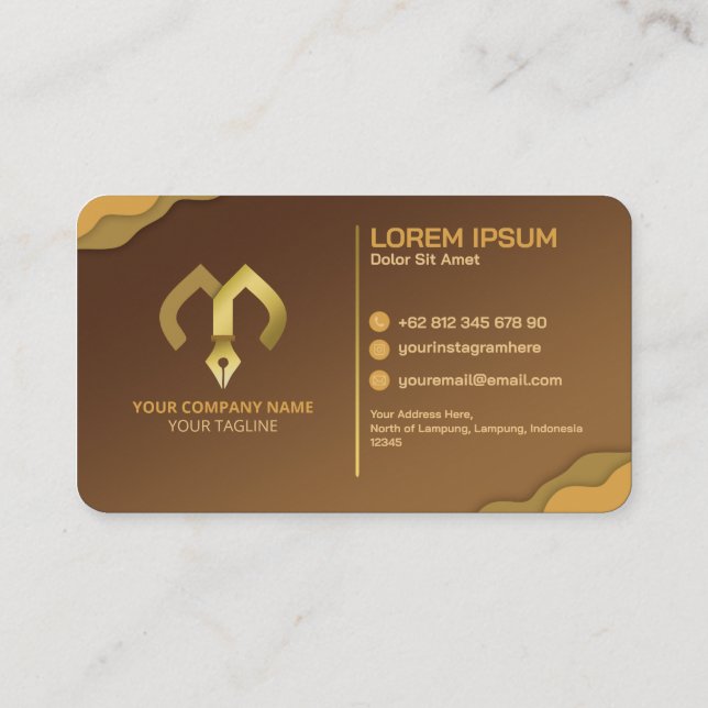 Simple Modern Brown Coloured Business Card (Back)