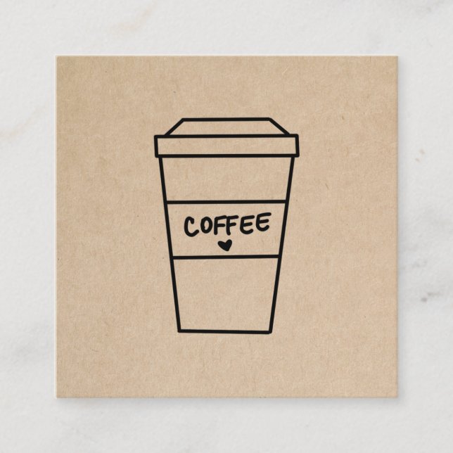 Simple Modern Brown Cute Coffee Square Business Card (Front)
