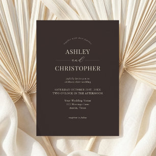 Simple Modern Brown Elegant Wedding Invitation