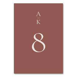 Simple Modern Brown Monogram Mix Match Wedding Table Number