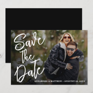 Simple Modern Brush Script Photo Wedding Save The Date