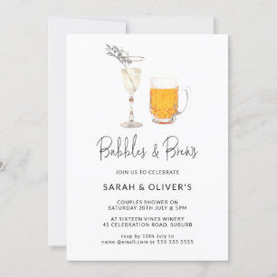Simple Modern Bubbles & Brews Couples Shower Invitation