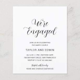 Simple Modern Budget Engagement Party Invitation Flyer
