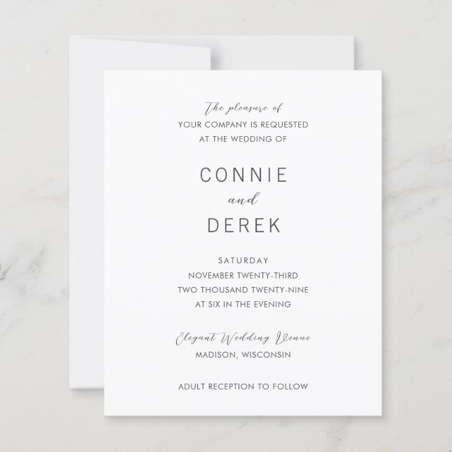 Simple Modern Budget Wedding Invitation (Front)