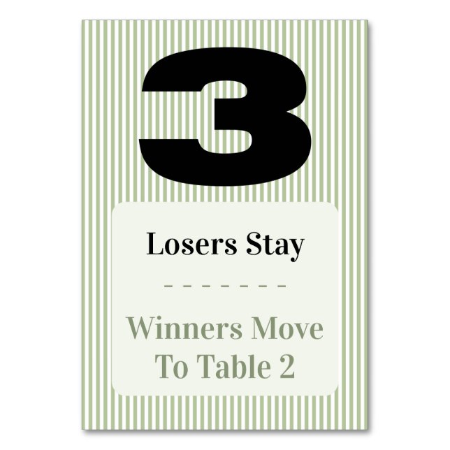 Simple Modern Bunco Table Three Card Set  (Front)