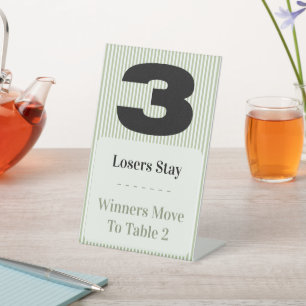 Simple Modern Bunco Table Three Card Set  Pedestal Sign