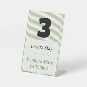 Simple Modern Bunco Table Three Card Set Pedestal Sign