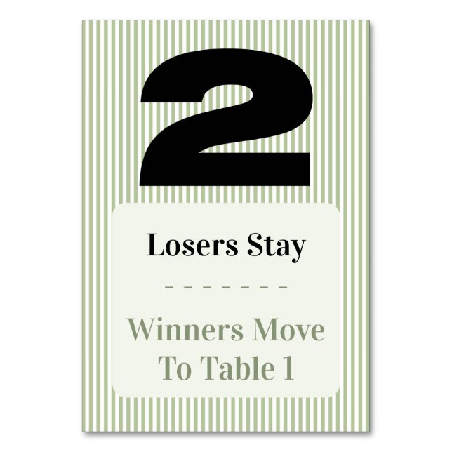 Simple Modern Bunco Table Two Card Set  (Front)