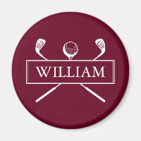 Simple Modern Burgundy Custom Name Golf Ball Clubs