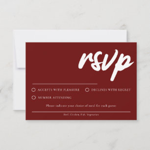 Simple Modern Burgundy RSVP card With Meal Choice