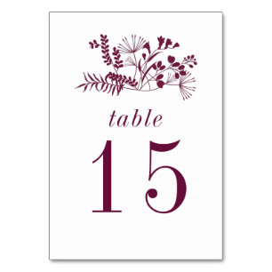 Simple Modern Burgundy Table Number