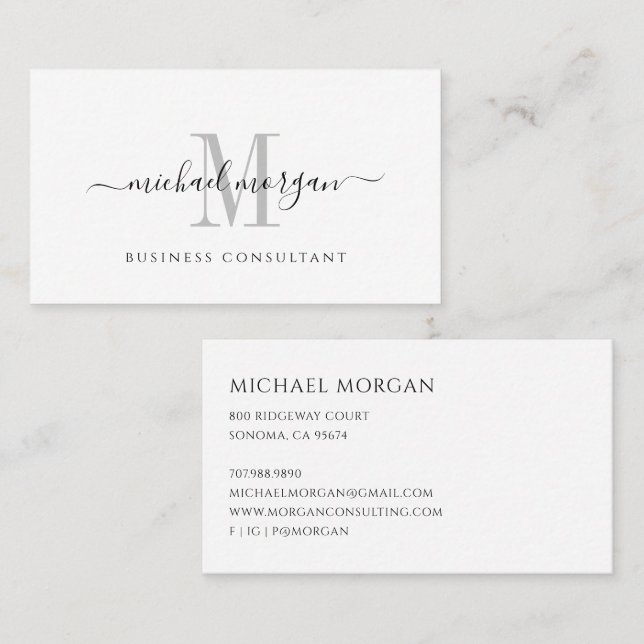 Simple Modern Business consultant Script Business  Card (Front/Back)
