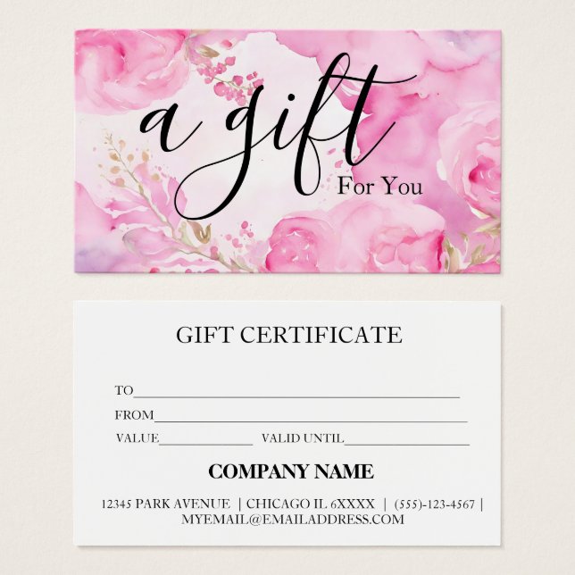 Simple & Modern Business Gift Certificate (Front & Back)