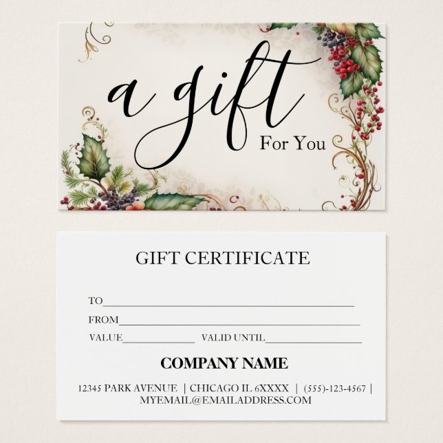 Simple & Modern Business Gift Certificate (Front & Back)