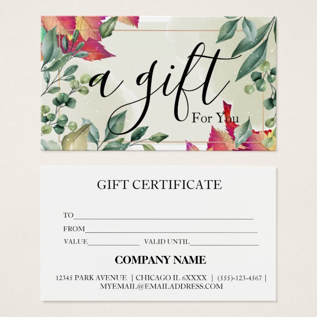 Simple & Modern Business Gift Certificate (Front & Back)