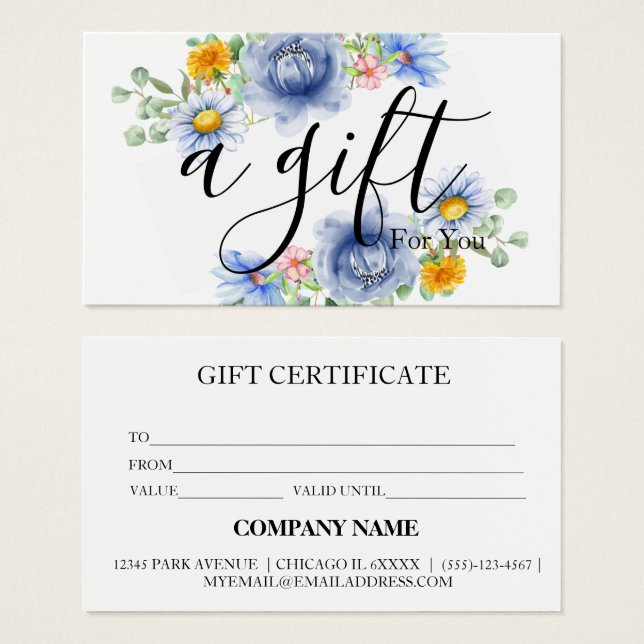 Simple & Modern Business Gift Certificate (Front & Back)