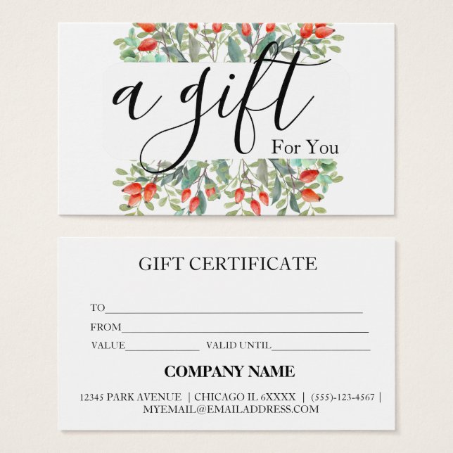 Simple & Modern Business Gift Certificate (Front & Back)
