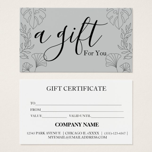 Simple & Modern Business Gift Certificate (Front & Back)