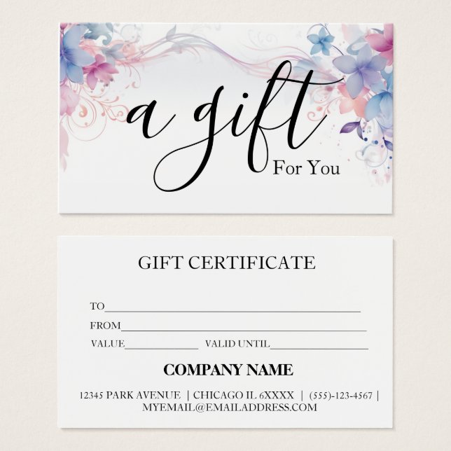 Simple & Modern Business Gift Certificate (Front & Back)