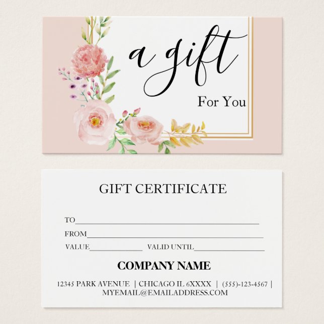Simple & Modern Business Gift Certificate (Front & Back)
