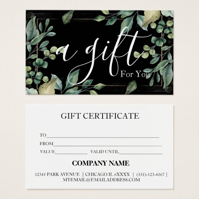 Simple & Modern Business Gift Certificate (Front & Back)