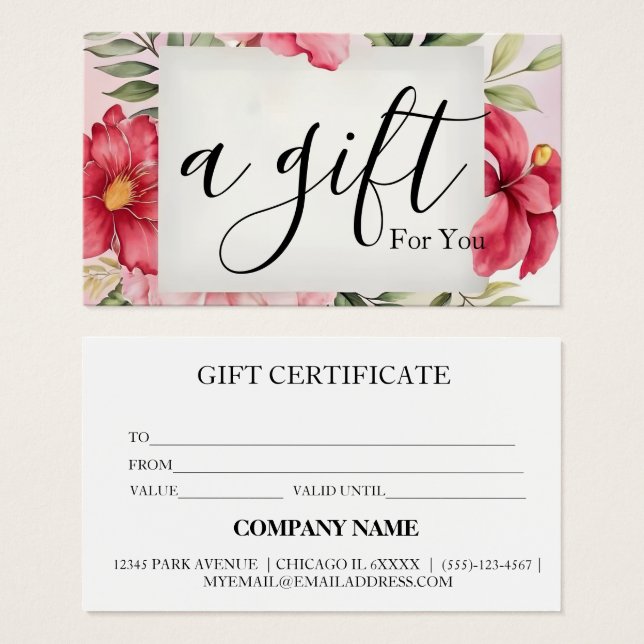 Simple & Modern Business Gift Certificate (Front & Back)