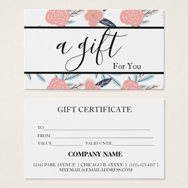 Simple & Modern Business Gift Certificate (Front & Back)