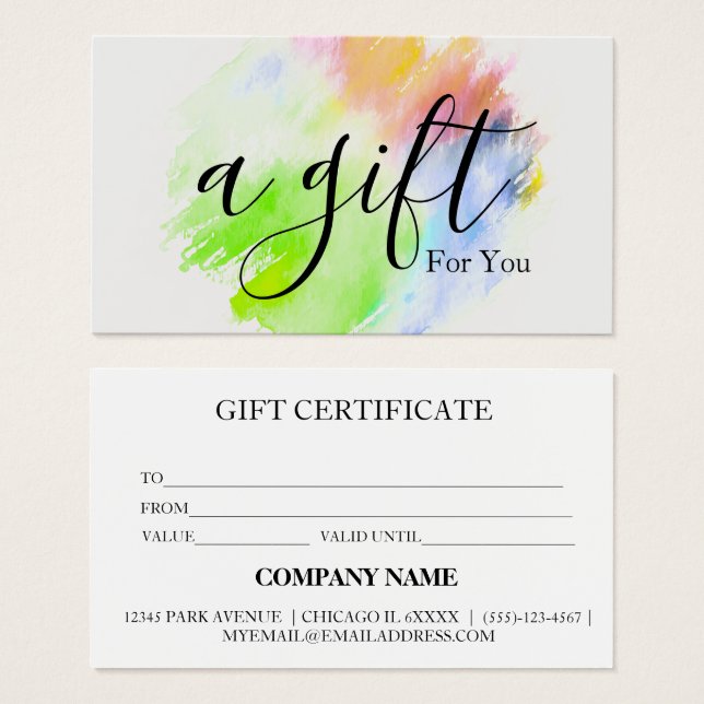 Simple & Modern Business Gift Certificate (Front & Back)