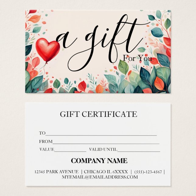 Simple & Modern Business Gift Certificate (Front & Back)