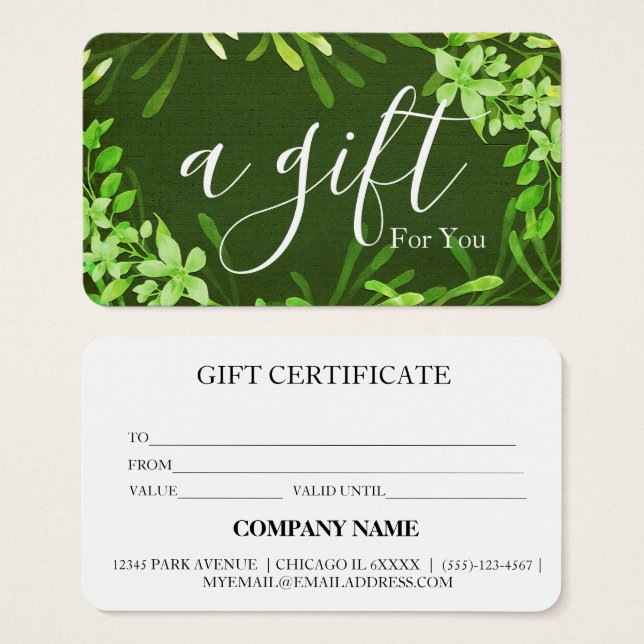 Simple & Modern Business Gift Certificate (Front & Back)