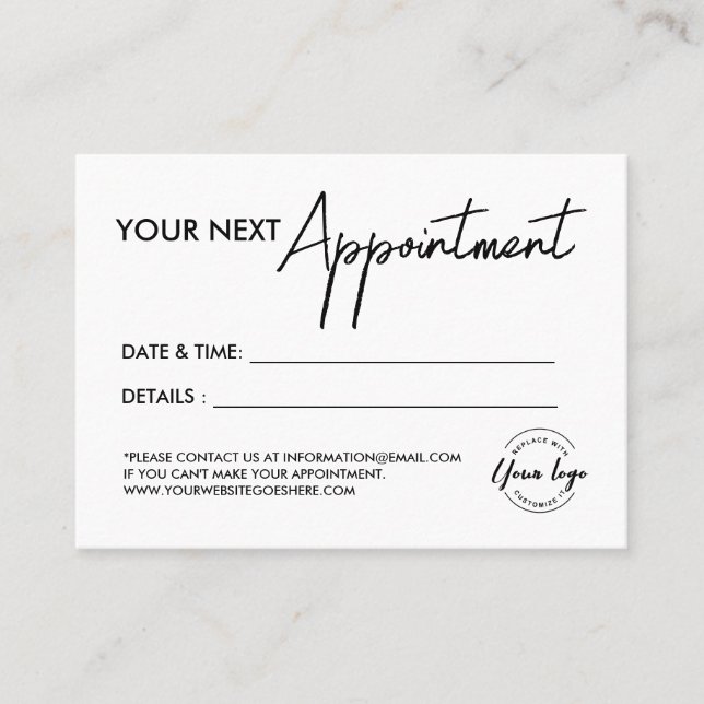 Simple modern Business logo Custom Appointment Card (Front)