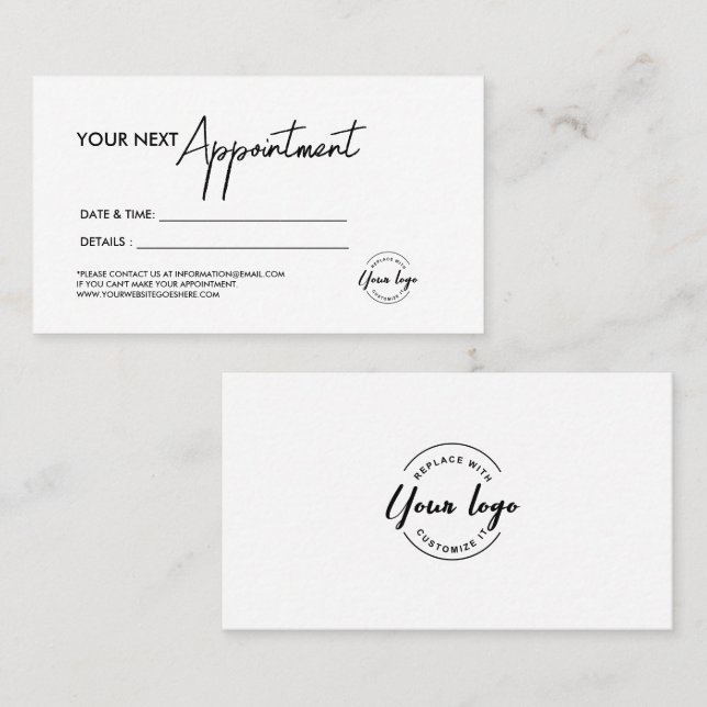 Simple modern Business logo Custom Appointment Card (Front/Back)