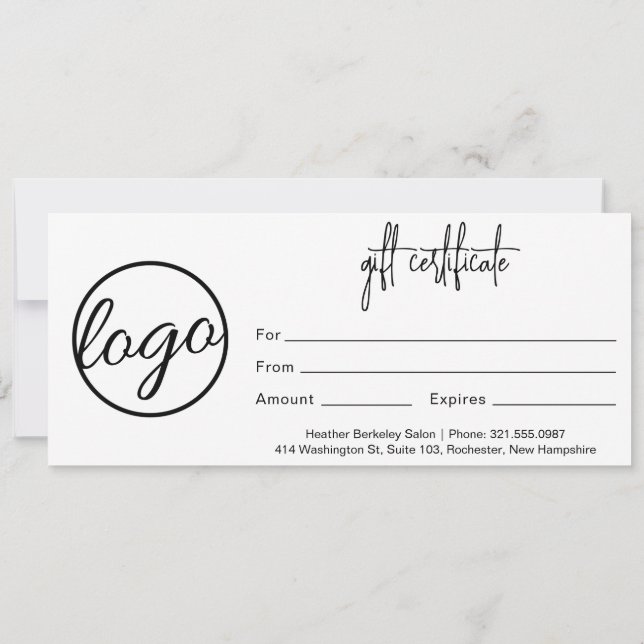 Simple Modern Business Logo Gift Certificate (Back)