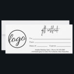 Simple Modern Business Logo Gift Certificate<br><div class="desc">Modern and simple business gift certificate featuring a minimalist design with your logo along with "gift certicate" in an elegant script.  This chic gift certificate is great for a makeup artist,  hair stylist,  beauty salon,  nail salon,  spa,  massage therapist,  photographer a restaurant and more.</div>