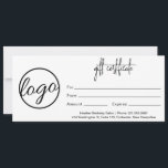 Simple Modern Business Logo Gift Certificate<br><div class="desc">Modern and simple business gift certificate featuring a minimalist design with your logo along with "gift certicate" in an elegant script.  This chic gift certificate is great for a makeup artist,  hair stylist,  beauty salon,  nail salon,  spa,  massage therapist,  photographer a restaurant and more.</div>