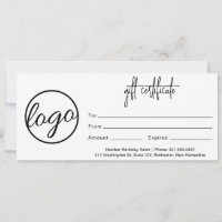 Simple Modern Business Logo Gift Certificate