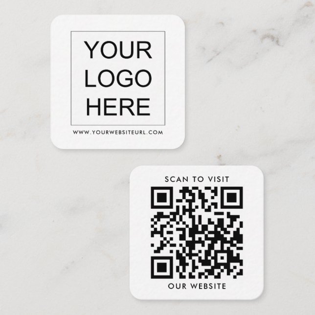 Simple Modern Business Logo QR Code Professional Square Business Card (Front/Back)