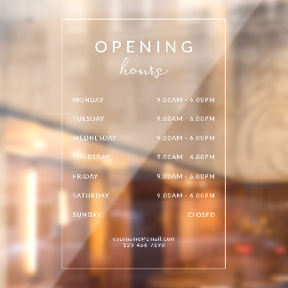 Simple Modern Business Opening Hours Transparent