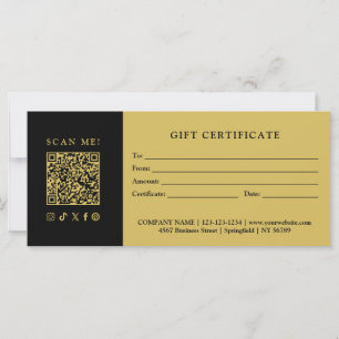 Simple Modern Business QR Code Gift Certificate