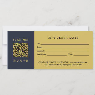 Simple Modern Business QR Code Gift Certificate