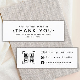 Simple Modern Business Thank You QR Code Socials  Mini Business Card