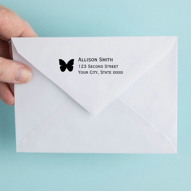 Simple Modern Butterfly Black Address Self-inking Stamp (Creator Uploaded)
