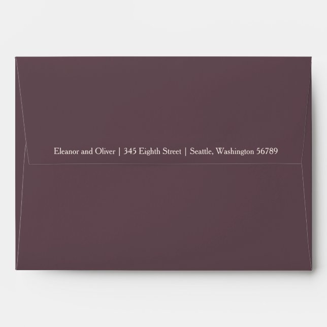 Simple Modern Cabernet Wine Wedding Return Address Envelope (Back (Top Flap))