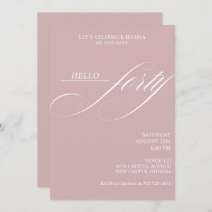 Simple Modern Caligraphy Forty 40th Birthday Party Invitation