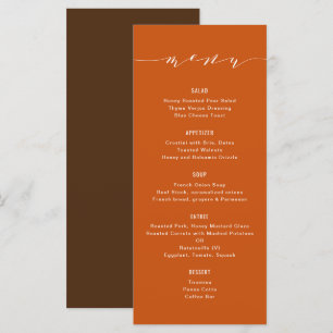 Simple Modern Calligraphy Burnt Orange Brown Fall Menu