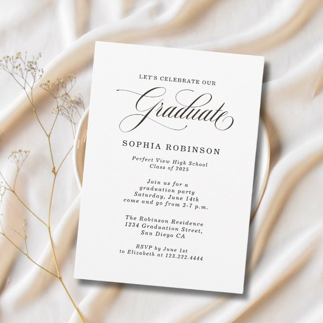 Simple Modern Calligraphy Graduation Party Invitation (Creator Uploaded)