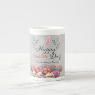 simple Modern Calligraphy Happy Easter family Bone China Mug