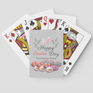 simple Modern Calligraphy Happy Easter family Playing Cards